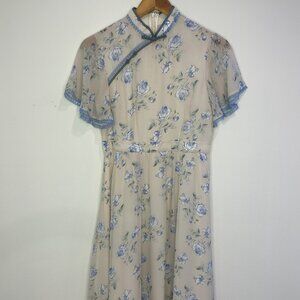 Lightweight, Cross Front Neck, Zip Back, Short Sleeve, Summer, Dress - Size L